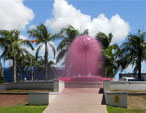 The pink fountain in Mackay marks World AIDS Day