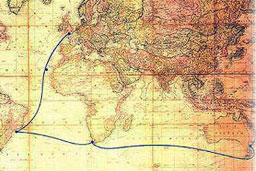 Map of the Voyage of the First Fleet from England to Australia.