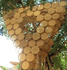 Diana Kupke enjoys the look of this bamboo tree house