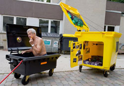 Dumpsters used as homes by homeless people