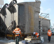 Shovel bucket being repaired at Zemek